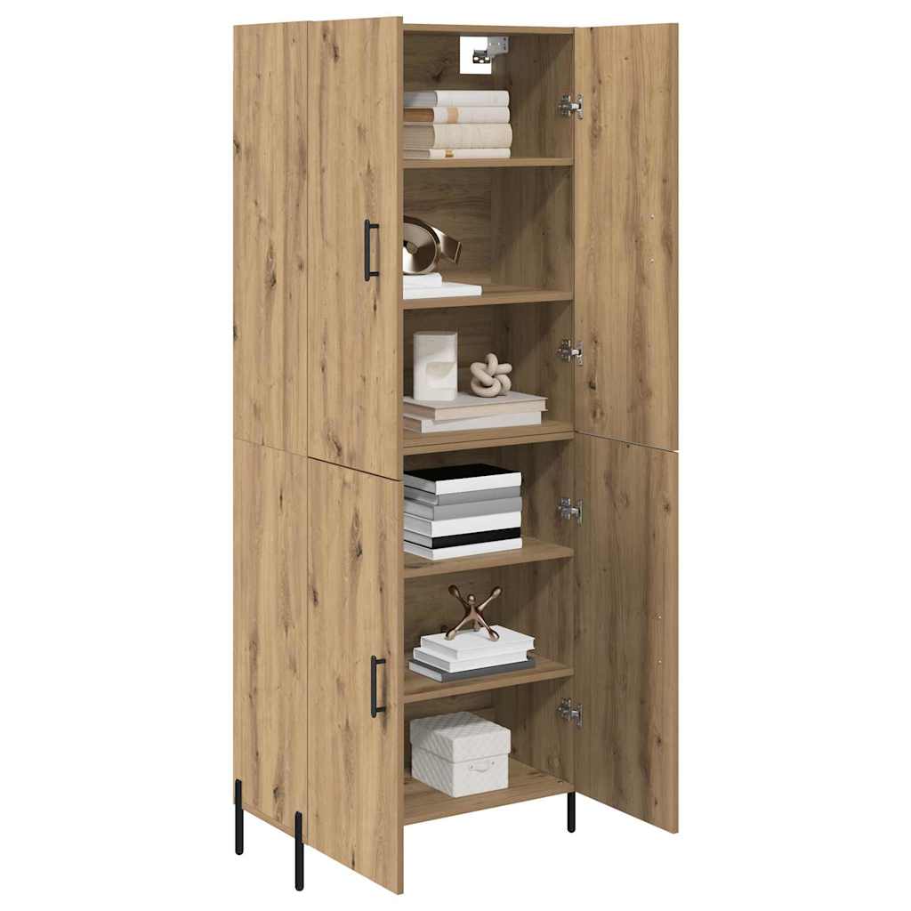Vysoký Bufet Artisanový Dub 69,5 X 34 X 180 Cm Kompozitní Dřevo