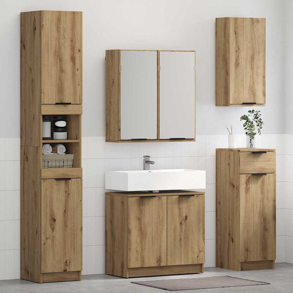 Sada Koupelnových Skříněk 2 Ks Artisanový Dub Kompozitní Dřevo