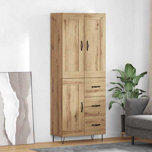 Vysoký Bufet Artisanový Dub 69,5 X 34 X 180 Cm Kompozitní Dřevo