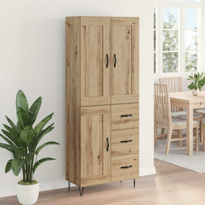 Vysoký Bufet Artisanový Dub 69,5 X 34 X 180 Cm Kompozitní Dřevo