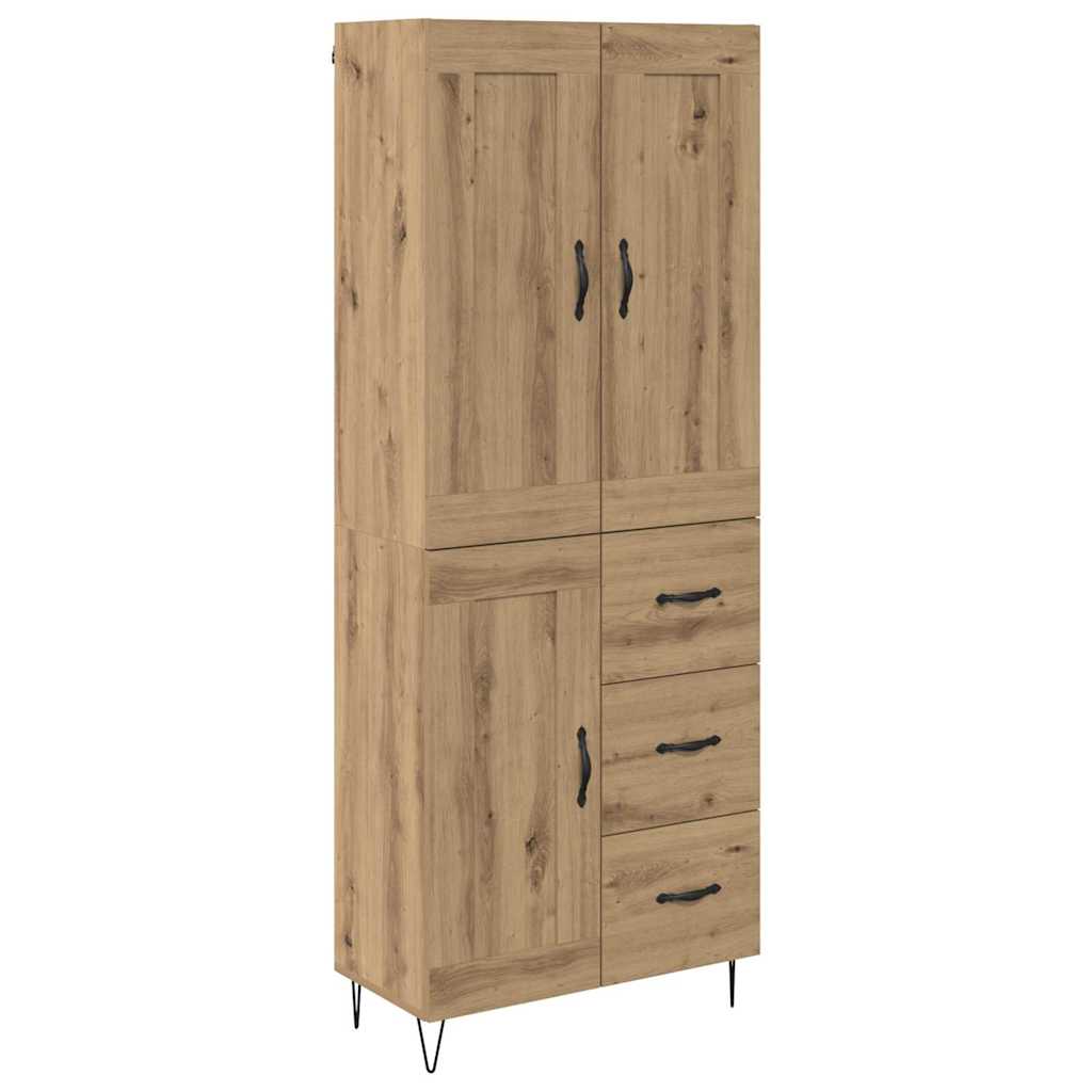 Vysoký Bufet Artisanový Dub 69,5 X 34 X 180 Cm Kompozitní Dřevo