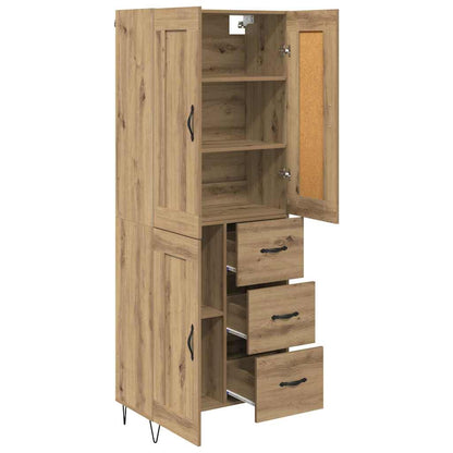 Vysoký Bufet Artisanový Dub 69,5 X 34 X 180 Cm Kompozitní Dřevo