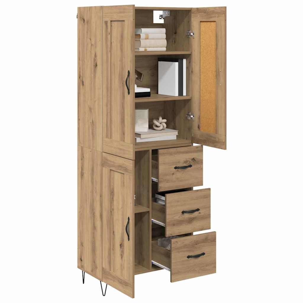 Vysoký Bufet Artisanový Dub 69,5 X 34 X 180 Cm Kompozitní Dřevo