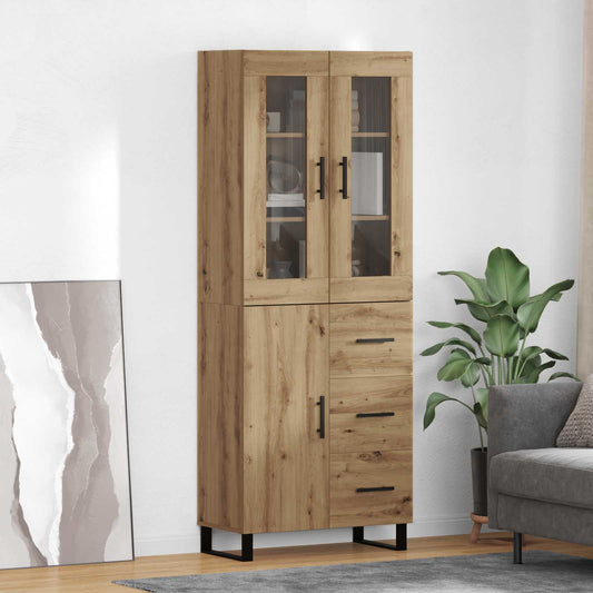 Vysoký Bufet 2 Ks Artisanový Dub 69,5 X 34 X 180 Cm