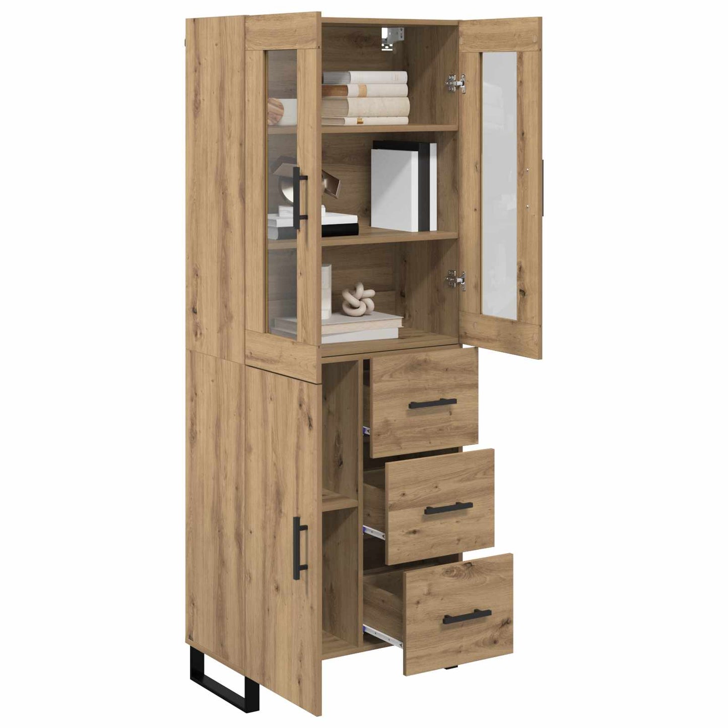 Vysoký Bufet 2 Ks Artisanový Dub 69,5 X 34 X 180 Cm