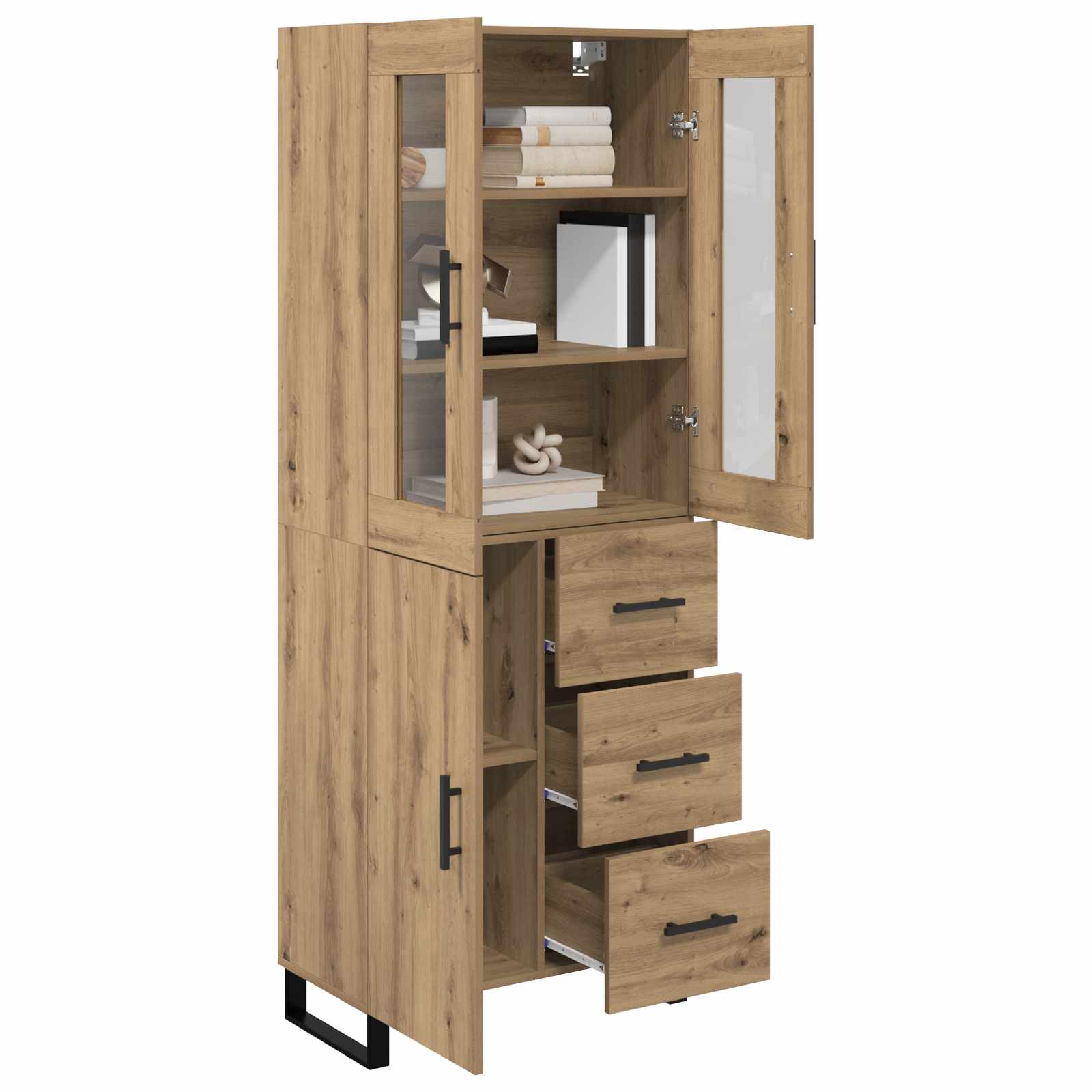 Vysoký Bufet 2 Ks Artisanový Dub 69,5 X 34 X 180 Cm