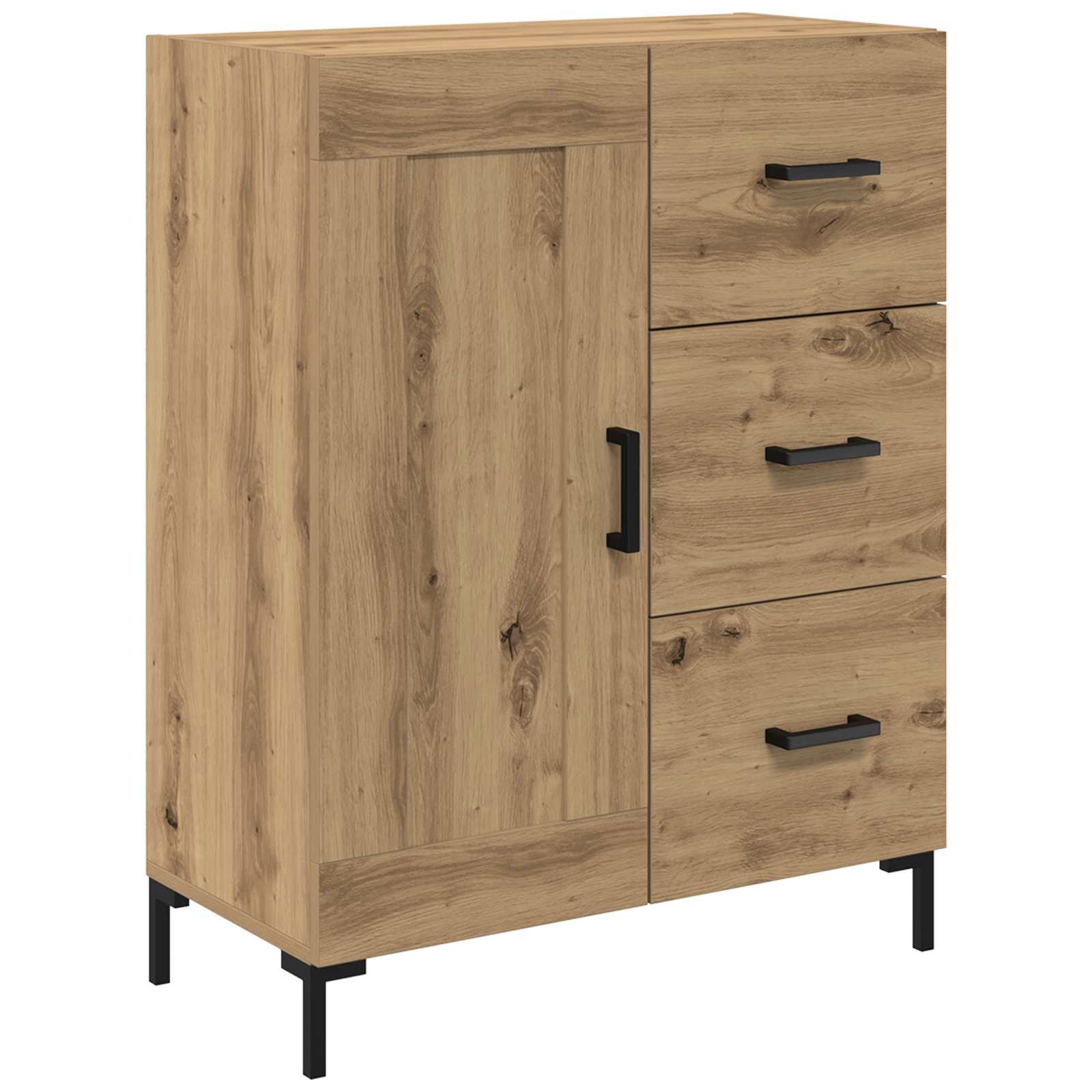 Vysoký Bufet Artisanový Dub 69,5 X 34 X 180 Cm Kompozitní Dřevo