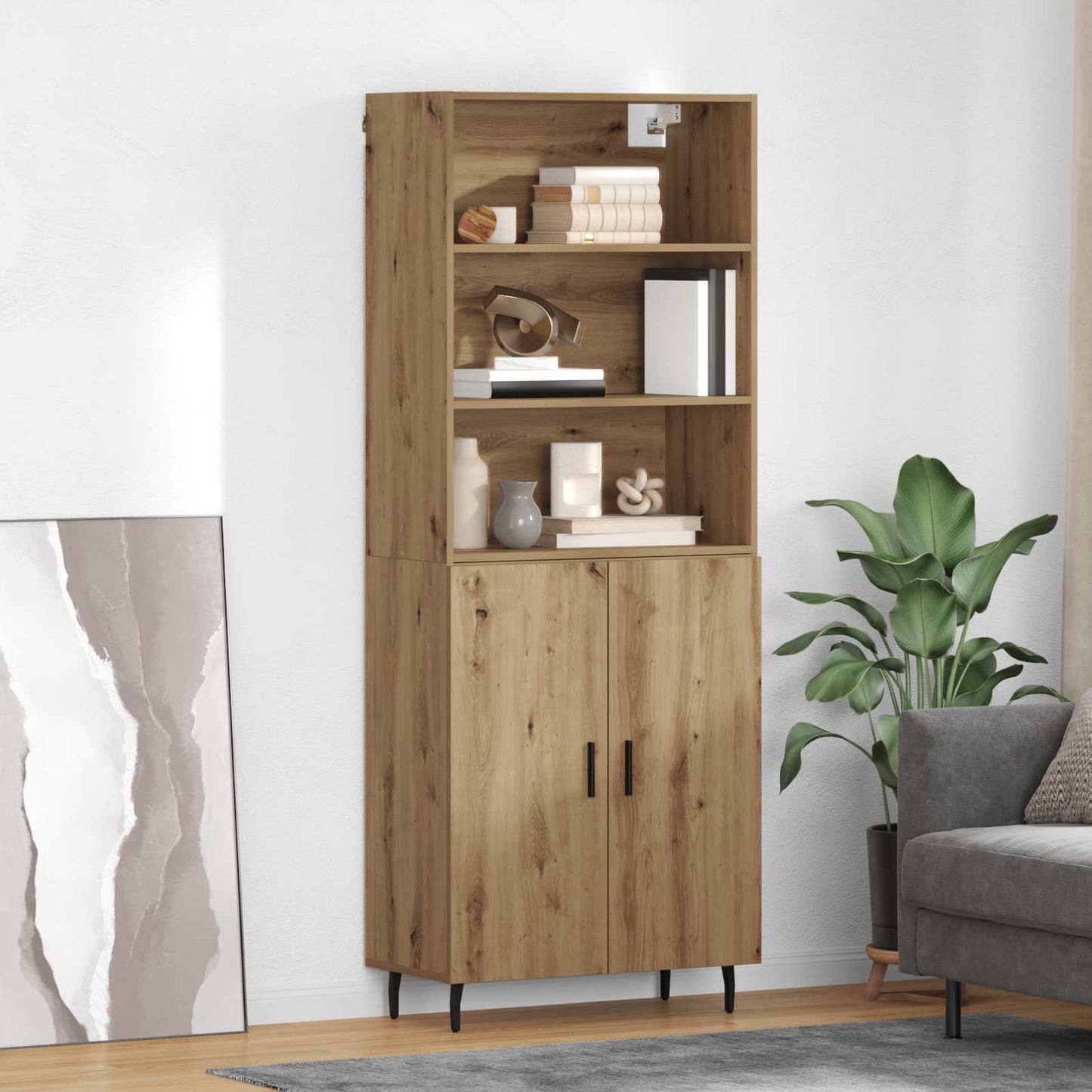 Vysoký Bufet 2 Ks Artisanový Dub 69,5 X 32,5 X 180 Cm