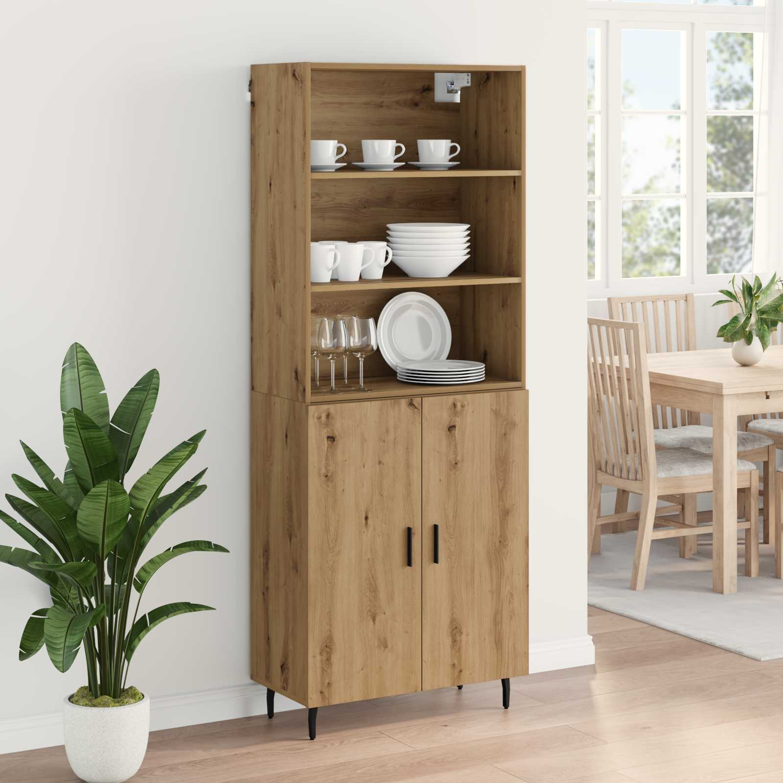 Vysoký Bufet 2 Ks Artisanový Dub 69,5 X 32,5 X 180 Cm