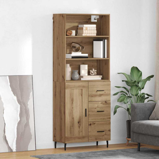 Vysoký Bufet 2 Ks Artisanový Dub 69,5 X 32,5 X 180 Cm