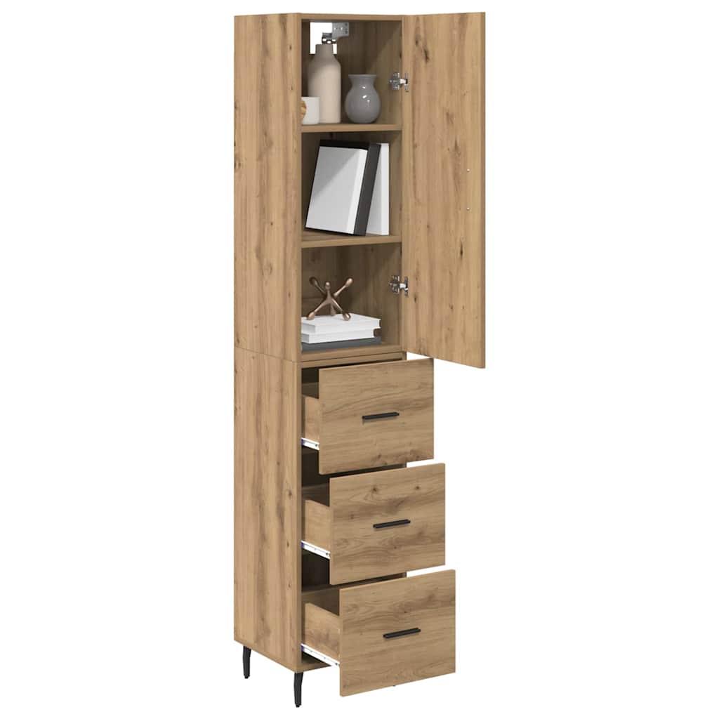Vysoký Bufet Artisanový Dub 34,5 X 34 X 180 Cm Kompozitní Dřevo