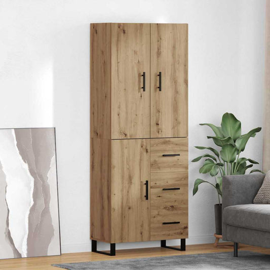 Vysoký Bufet 2 Ks Artisanový Dub 69,5 X 34 X 180 Cm