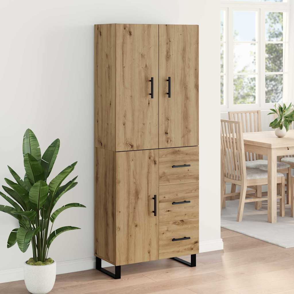 Vysoký Bufet 2 Ks Artisanový Dub 69,5 X 34 X 180 Cm