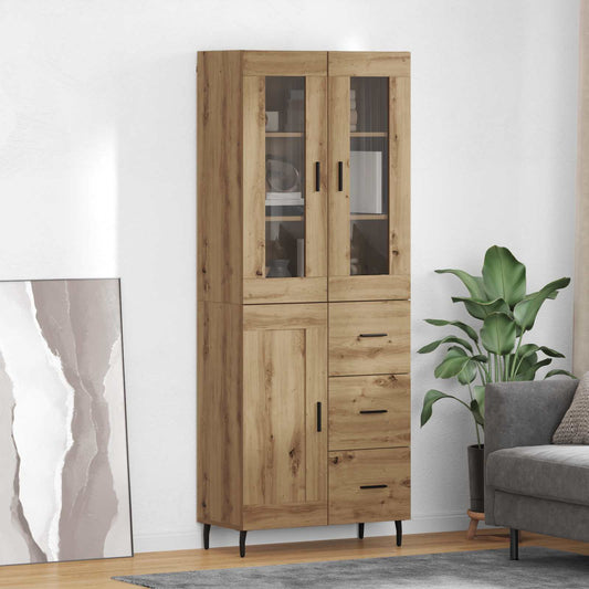 Vysoký Bufet 2 Ks Artisanový Dub 69,5 X 34 X 180 Cm