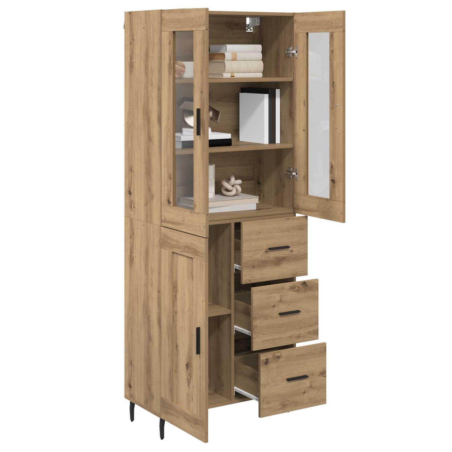 Vysoký Bufet 2 Ks Artisanový Dub 69,5 X 34 X 180 Cm