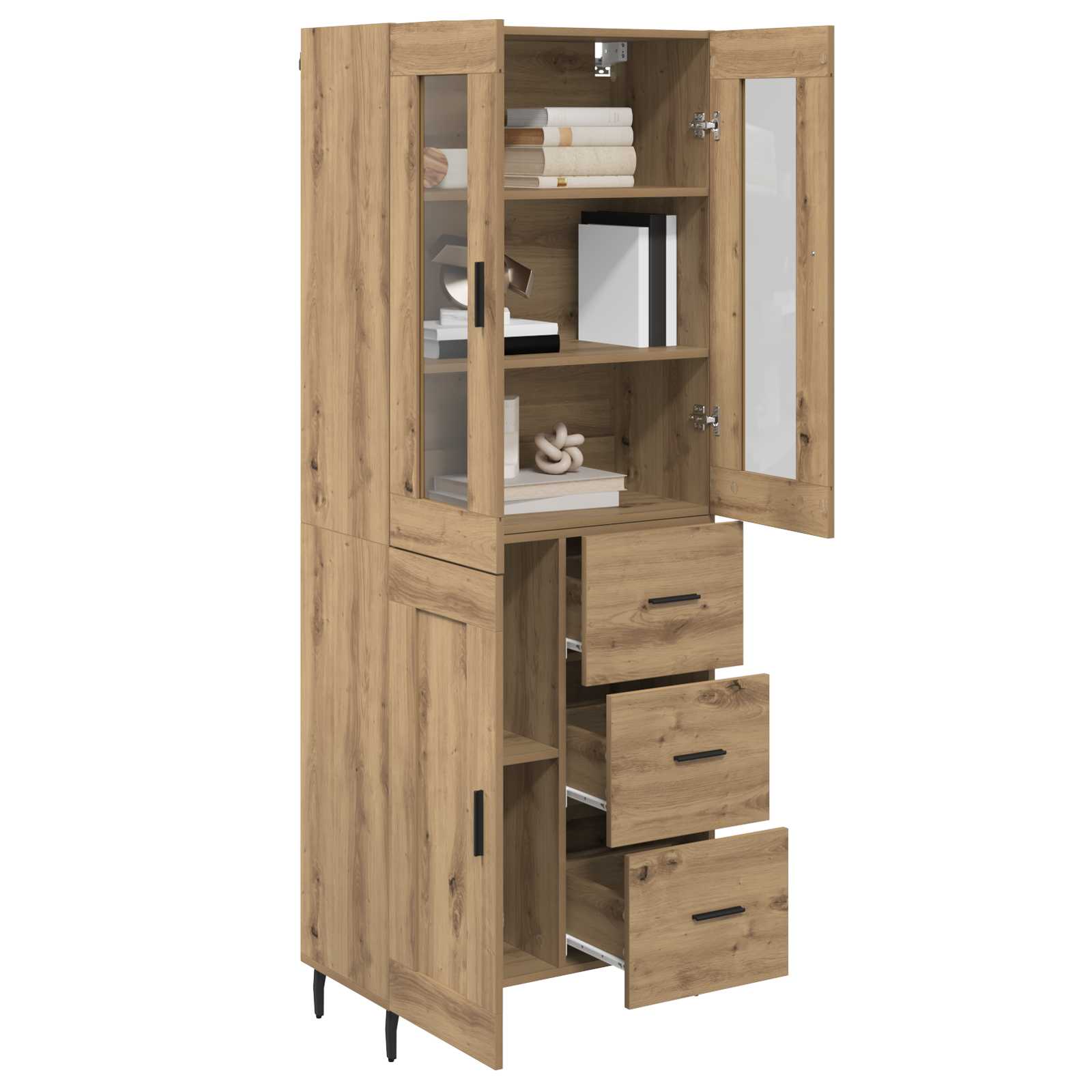 Vysoký Bufet 2 Ks Artisanový Dub 69,5 X 34 X 180 Cm