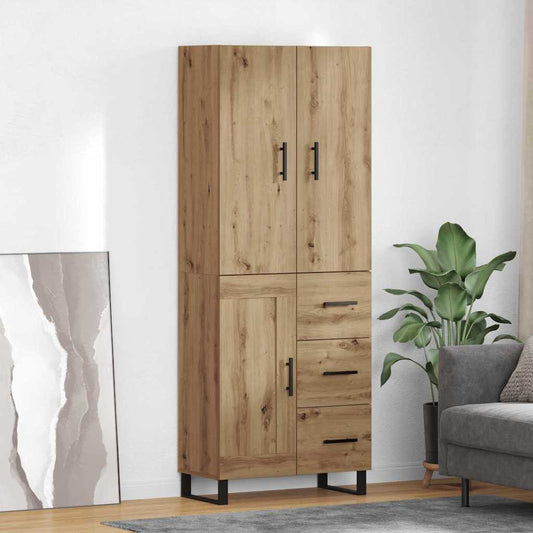 Vysoký Bufet 2 Ks Artisanový Dub 69,5 X 34 X 180 Cm
