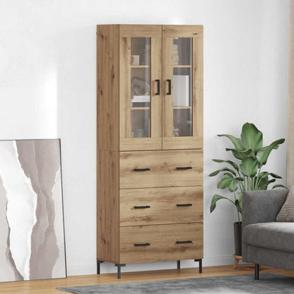 Vysoký Bufet 2 Ks Artisanový Dub 69,5 X 34 X 180 Cm