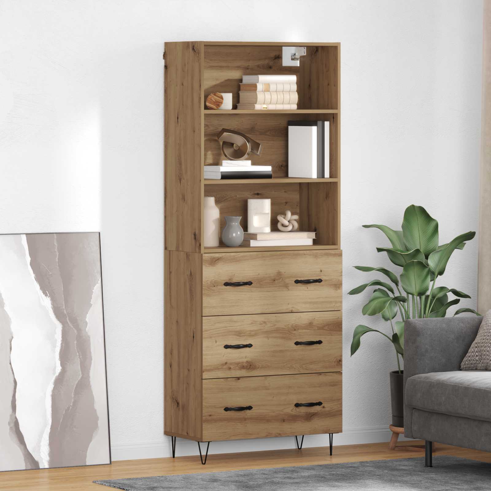Vysoký Bufet 2 Ks Artisanový Dub 69,5 X 34 X 180 Cm