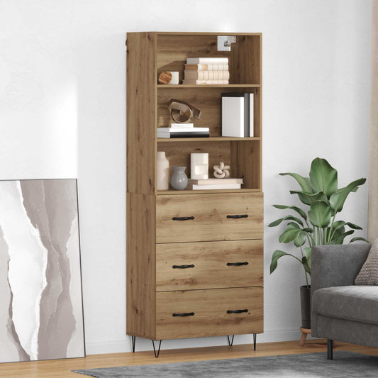 Vysoký Bufet 2 Ks Artisanový Dub 69,5 X 34 X 180 Cm