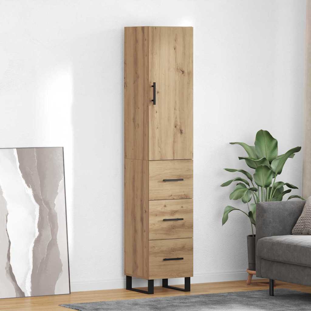 Vysoký Bufet Artisanový Dub 34,5 X 34 X 180 Cm Kompozitní Dřevo