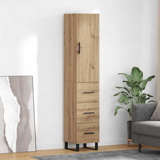 Vysoký Bufet Artisanový Dub 34,5 X 34 X 180 Cm Kompozitní Dřevo