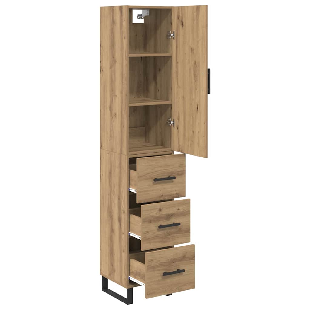 Vysoký Bufet Artisanový Dub 34,5 X 34 X 180 Cm Kompozitní Dřevo