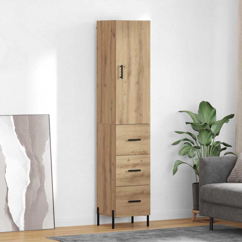 Vysoký Bufet Artisanový Dub 34,5 X 34 X 180 Cm Kompozitní Dřevo