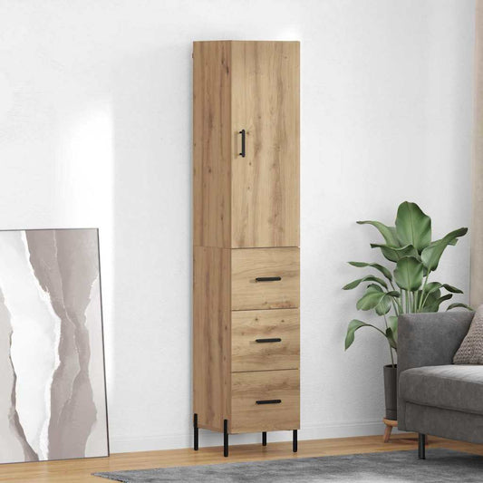 Vysoký Bufet Artisanový Dub 34,5 X 34 X 180 Cm Kompozitní Dřevo