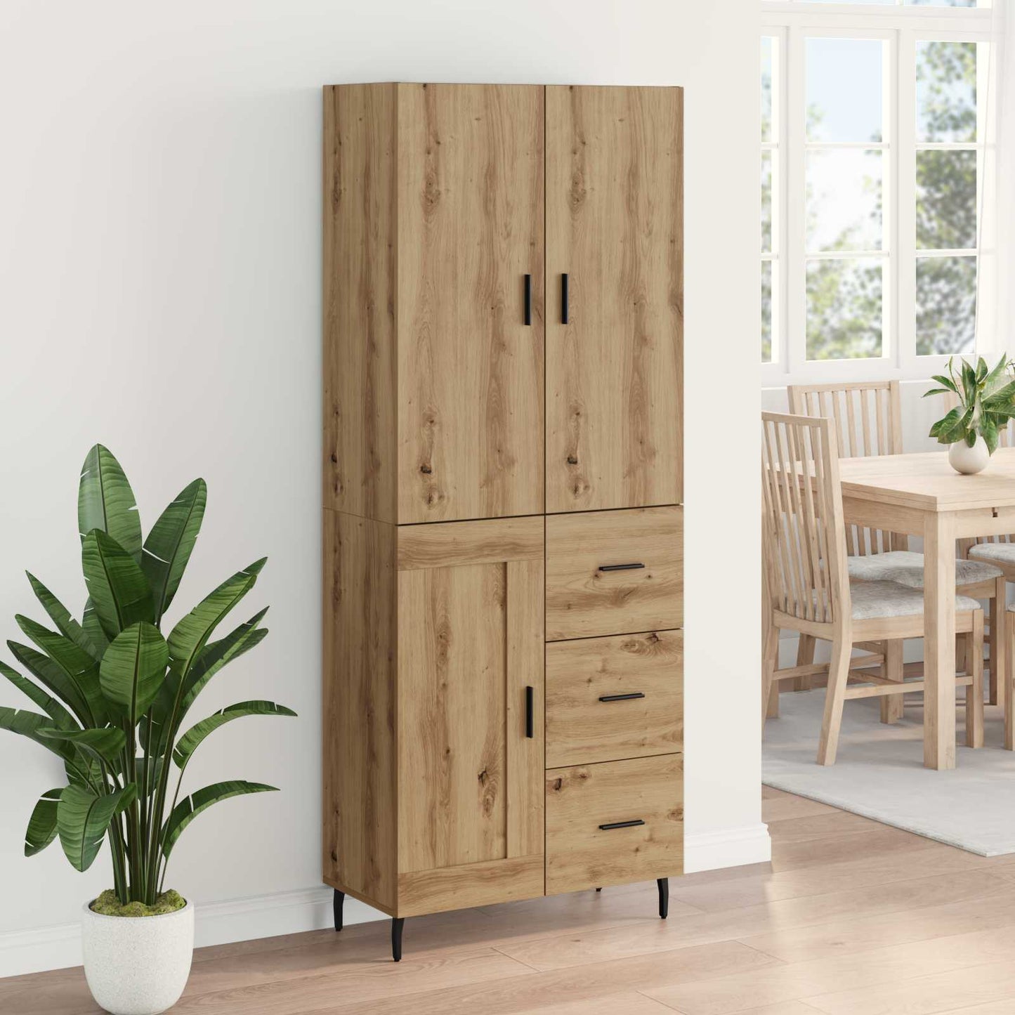 Vysoký Bufet 2 Ks Artisanový Dub 69,5 X 34 X 180 Cm