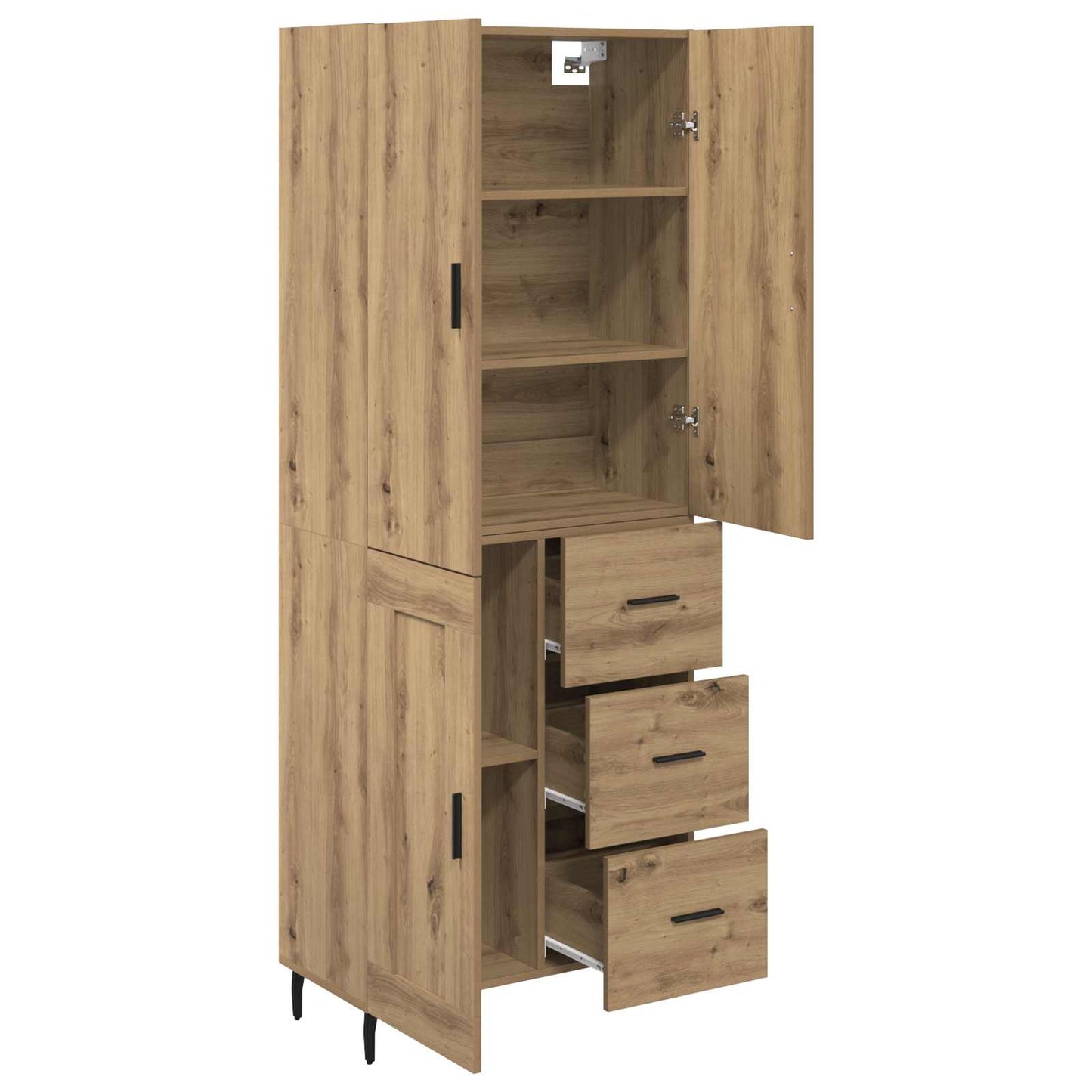 Vysoký Bufet 2 Ks Artisanový Dub 69,5 X 34 X 180 Cm