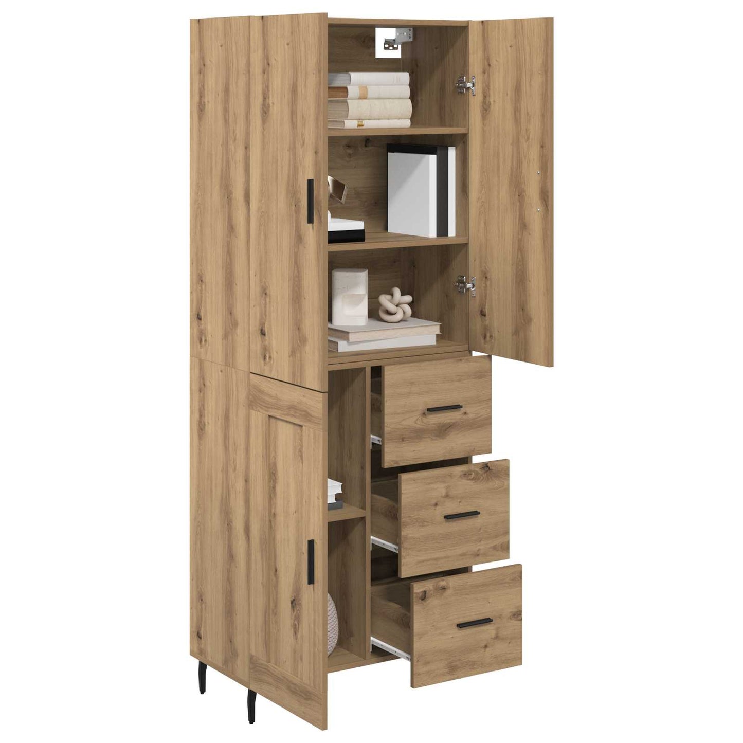 Vysoký Bufet 2 Ks Artisanový Dub 69,5 X 34 X 180 Cm