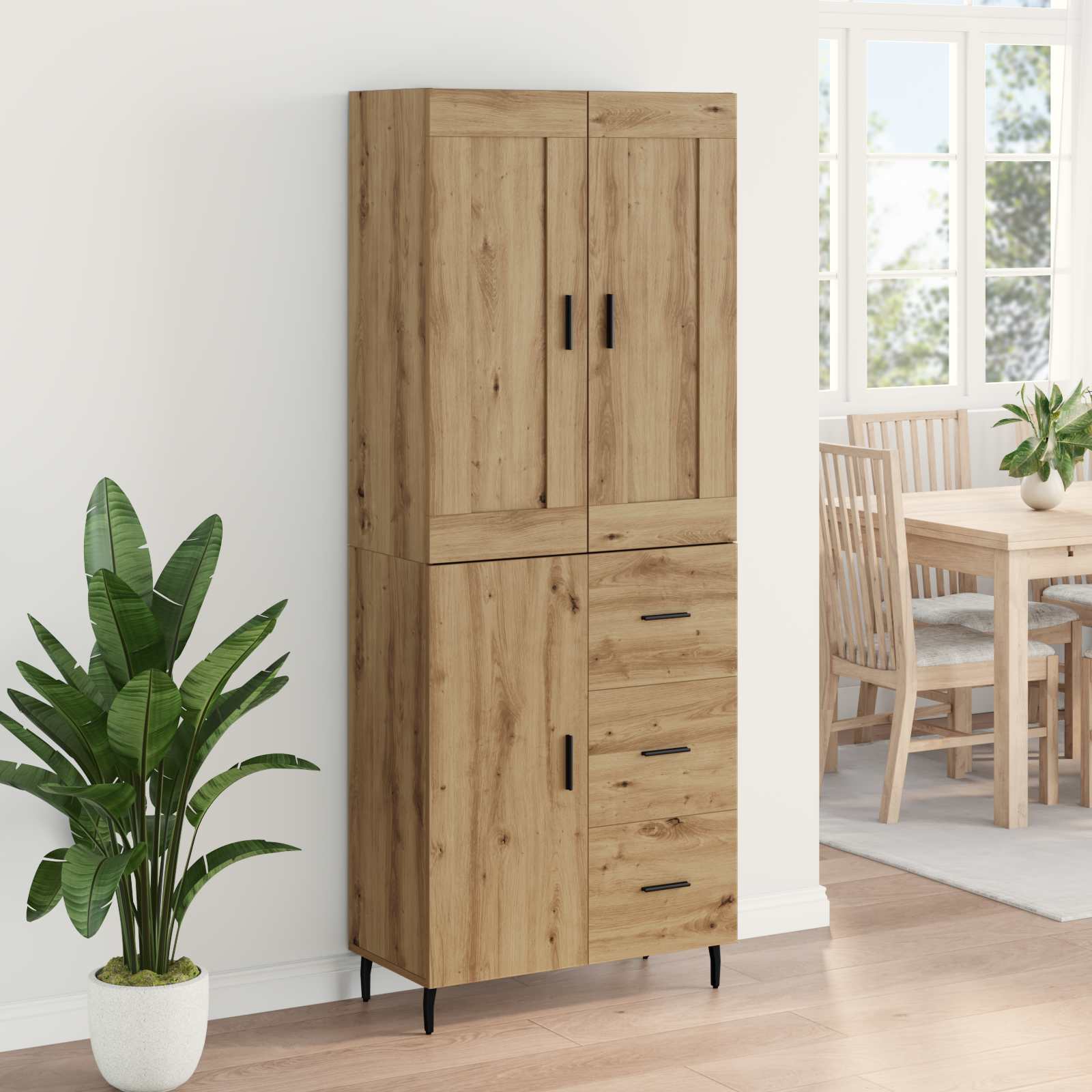 Vysoký Bufet 2 Ks Artisanový Dub 69,5 X 34 X 180 Cm