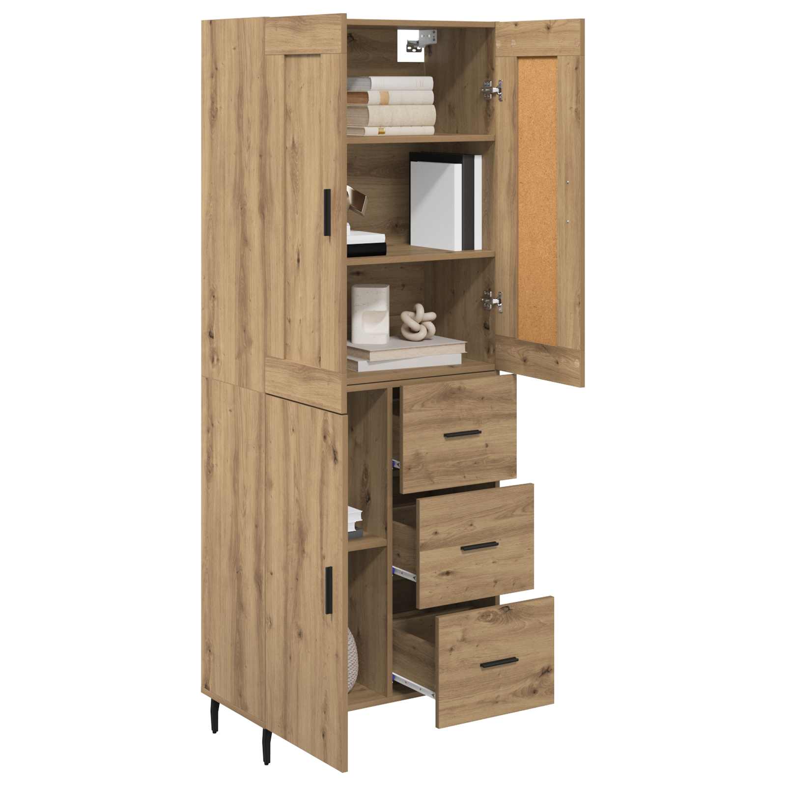Vysoký Bufet 2 Ks Artisanový Dub 69,5 X 34 X 180 Cm