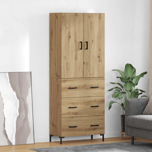 Vysoký Bufet Artisanový Dub 69,5 X 34 X 180 Cm Kompozitní Dřevo