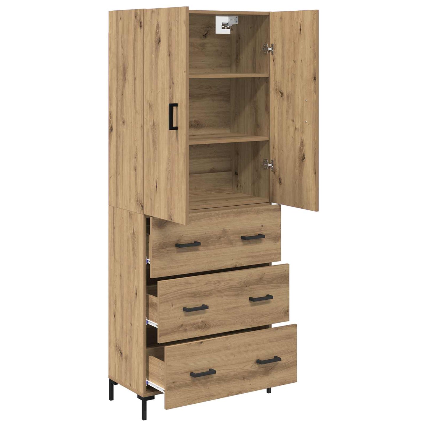 Vysoký Bufet Artisanový Dub 69,5 X 34 X 180 Cm Kompozitní Dřevo
