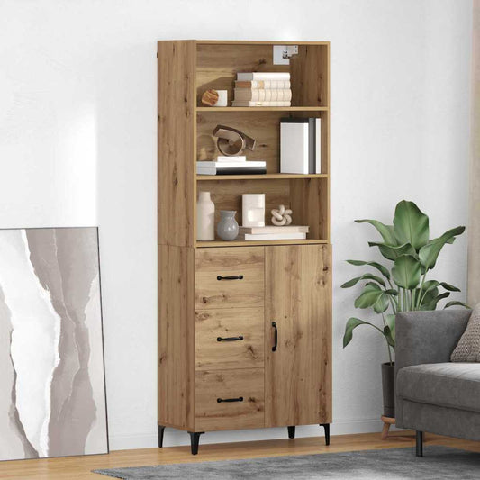 Vysoký Bufet Artisanový Dub 69,5 X 34 X 180 Cm Kompozitní Dřevo