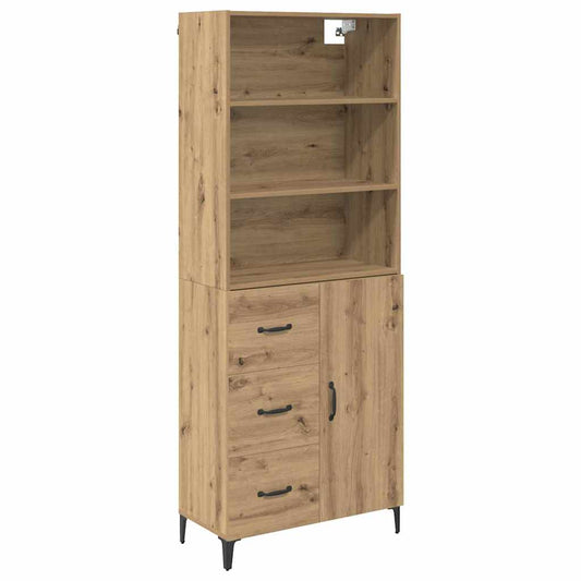 Vysoký Bufet Artisanový Dub 69,5 X 34 X 180 Cm Kompozitní Dřevo