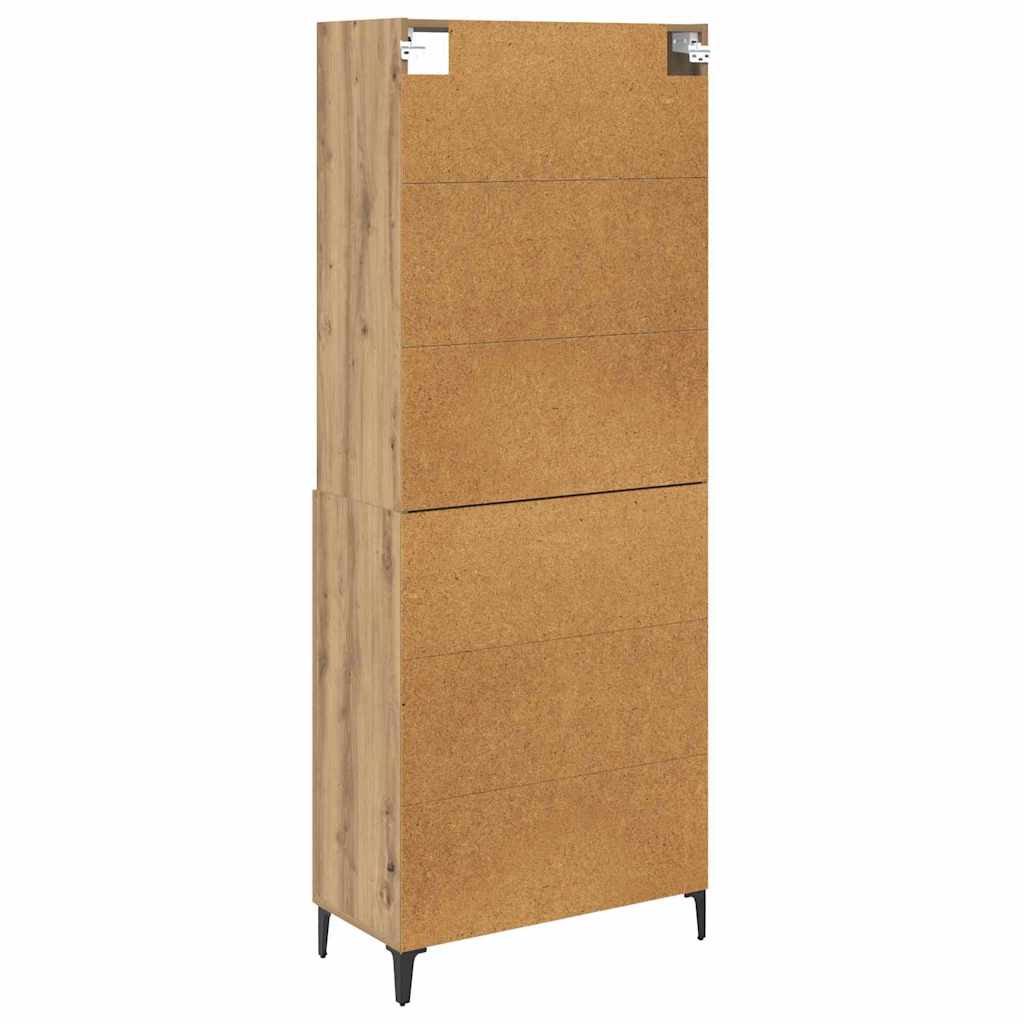 Vysoký Bufet Artisanový Dub 69,5 X 34 X 180 Cm Kompozitní Dřevo