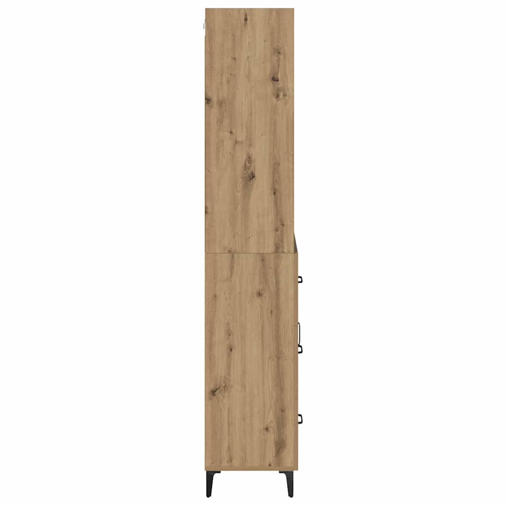 Vysoký Bufet Artisanový Dub 69,5 X 34 X 180 Cm Kompozitní Dřevo