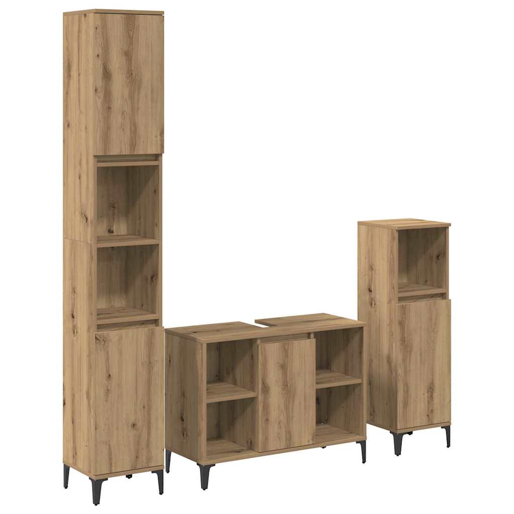 Sada Koupelnového Nábytku 3 Ks Artisanový Dub 30 X 30 X 190 Cm