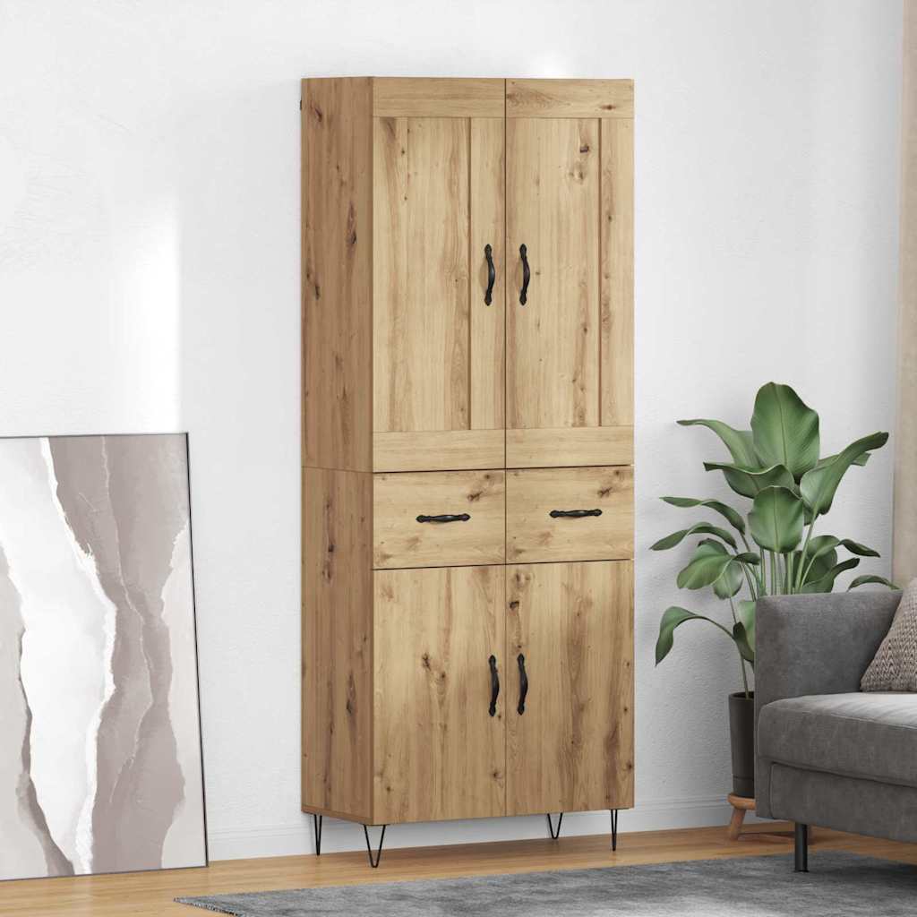 Vysoký Bufet Artisanový Dub 69,5 X 34 X 180 Cm Kompozitní Dřevo