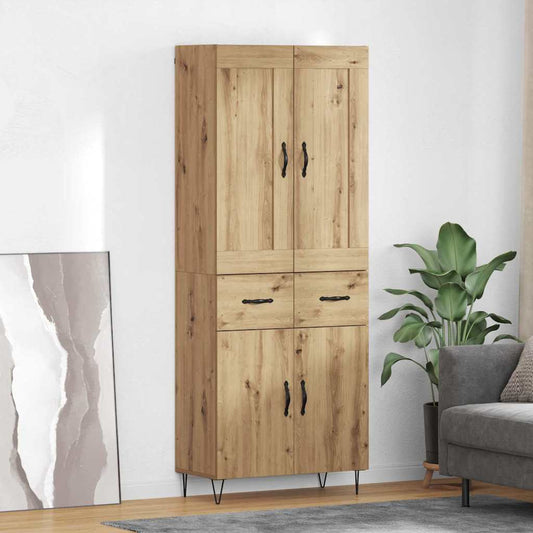 Vysoký Bufet Artisanový Dub 69,5 X 34 X 180 Cm Kompozitní Dřevo