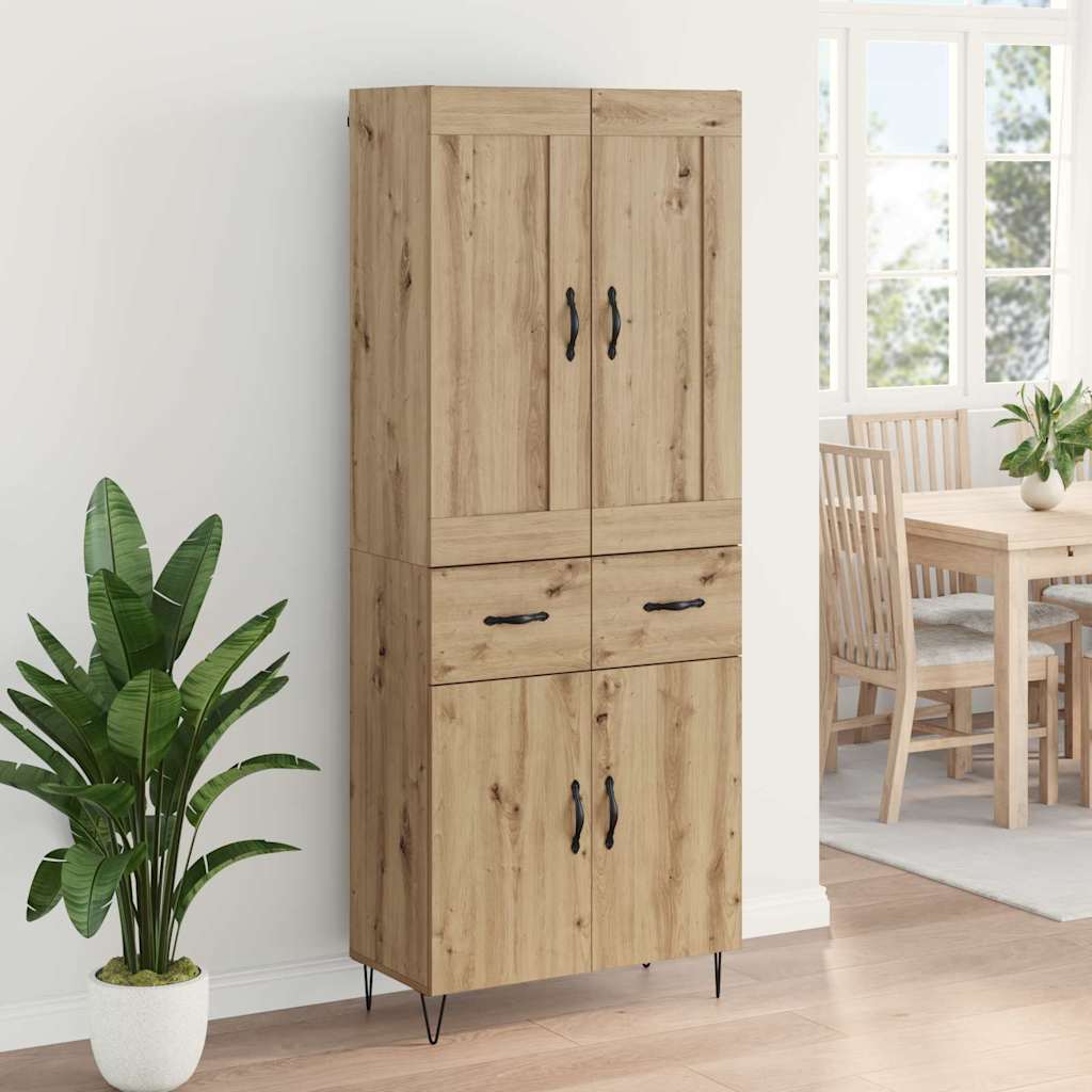 Vysoký Bufet Artisanový Dub 69,5 X 34 X 180 Cm Kompozitní Dřevo