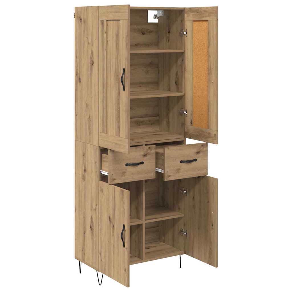 Vysoký Bufet Artisanový Dub 69,5 X 34 X 180 Cm Kompozitní Dřevo
