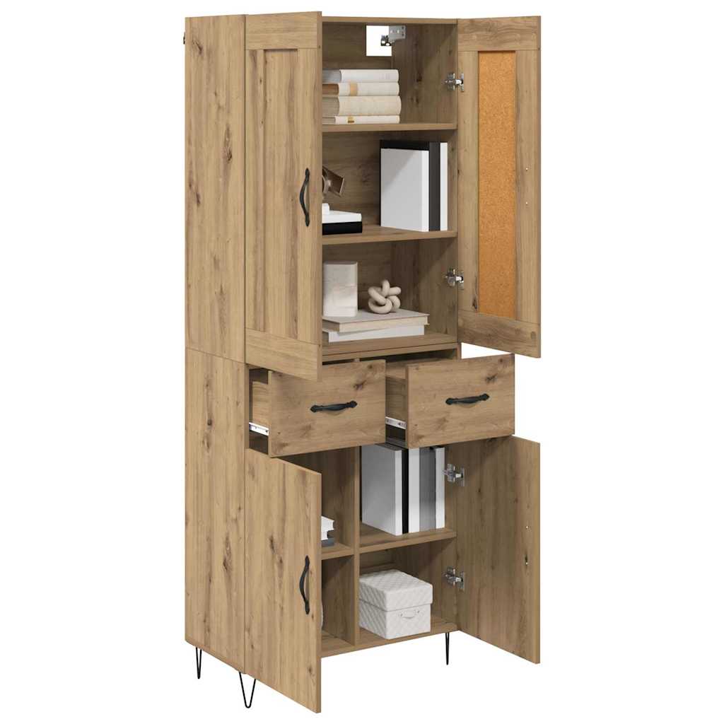 Vysoký Bufet Artisanový Dub 69,5 X 34 X 180 Cm Kompozitní Dřevo