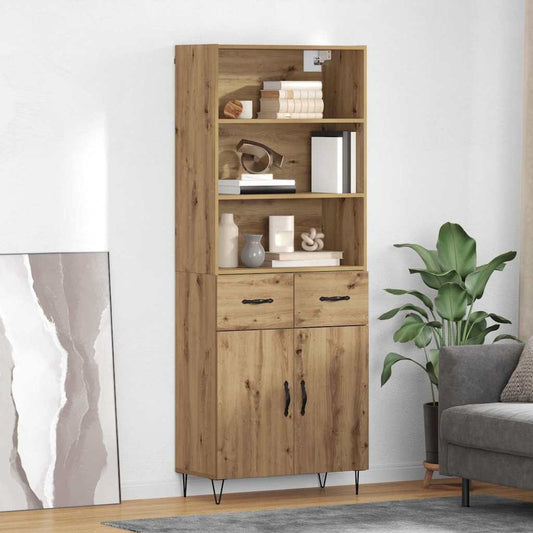 Vysoký Bufet 2 Ks Artisanový Dub 69,5 X 34 X 180 Cm