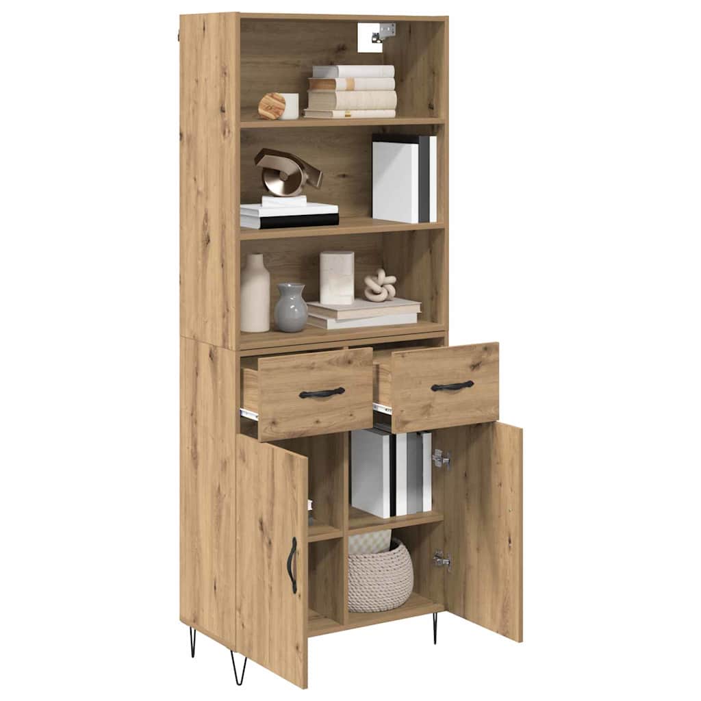 Vysoký Bufet 2 Ks Artisanový Dub 69,5 X 34 X 180 Cm
