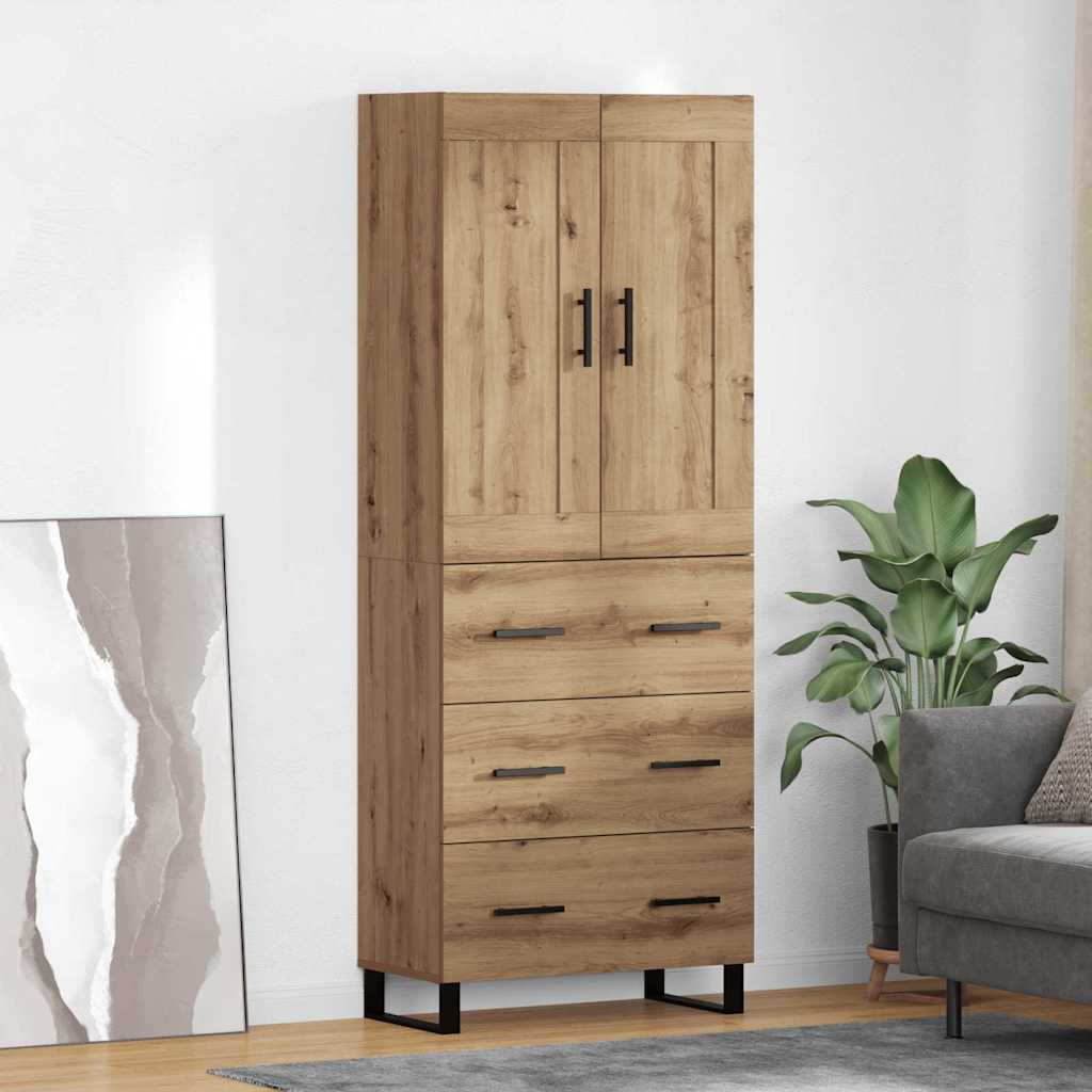 Vysoký Bufet 2 Ks Artisanový Dub 69,5 X 34 X 180 Cm