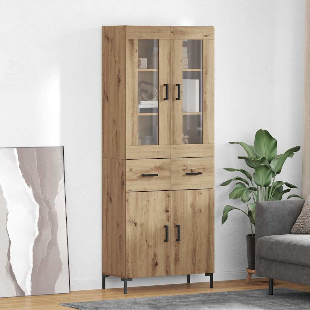 Vysoký Bufet 2 Ks Artisanový Dub 69,5 X 34 X 180 Cm